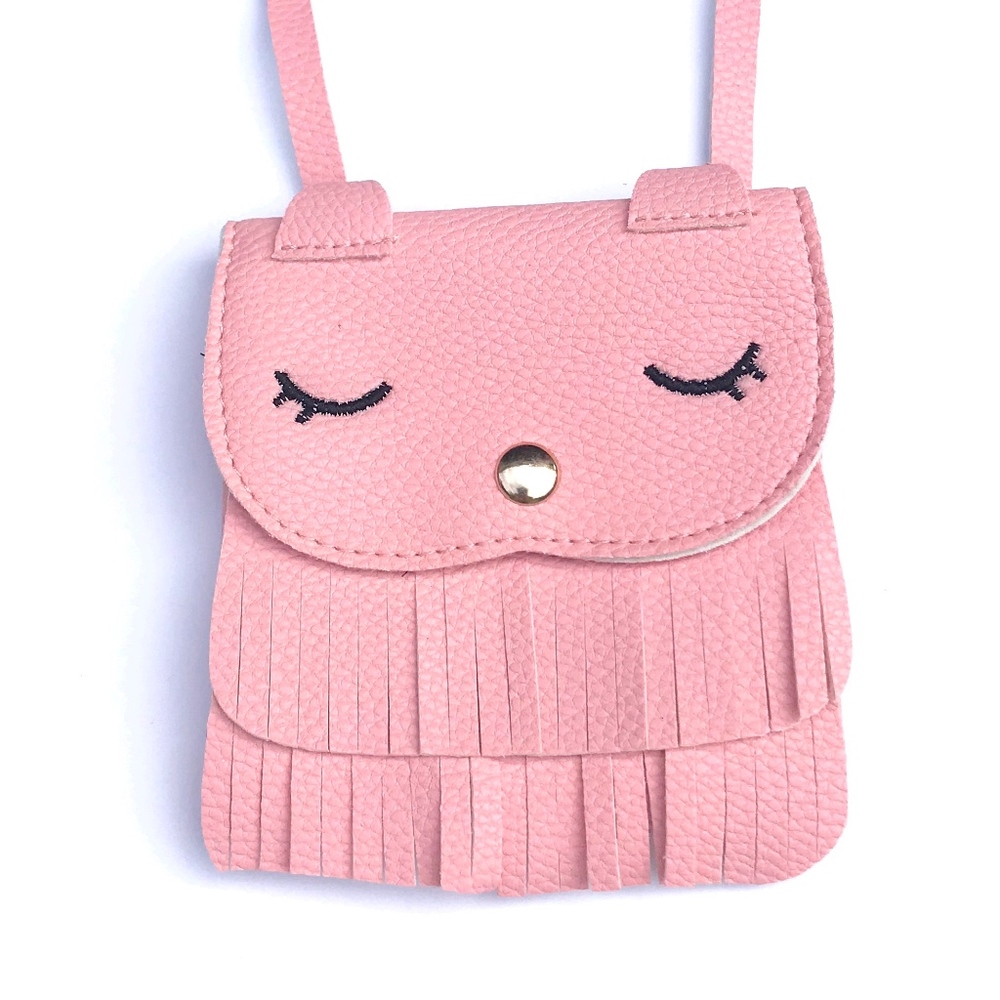 Blush Pink Little Girls Fringe Kitty Bag
